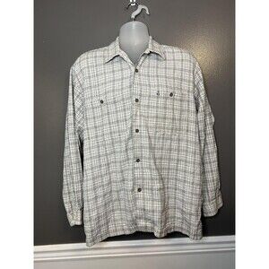 Gotcha Shirt Mens Large White Black Plaid Check Button Down 100% Cotton Casual